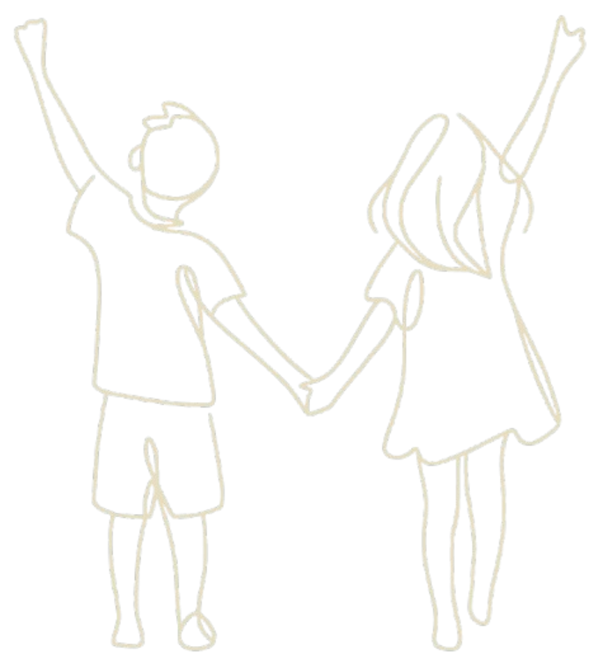 Illustration of a couple holding hands with arms raised